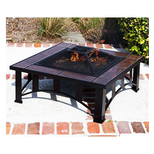 Fire Sense Tuscan Tile Mission Style Square Fire Pit