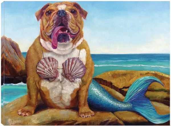 Mermaid Dog Canvas Print by Lucia Heffernan 32x24 Fineartcanvas