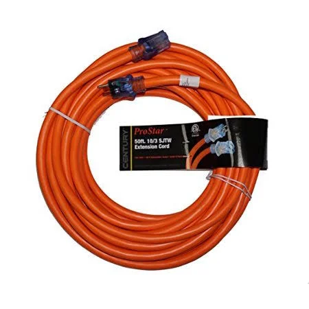 21st Century ProStar 10 Gauge SJTW 3 Conductor 50 Foot Extension Cord with Lighted Ends - Orange