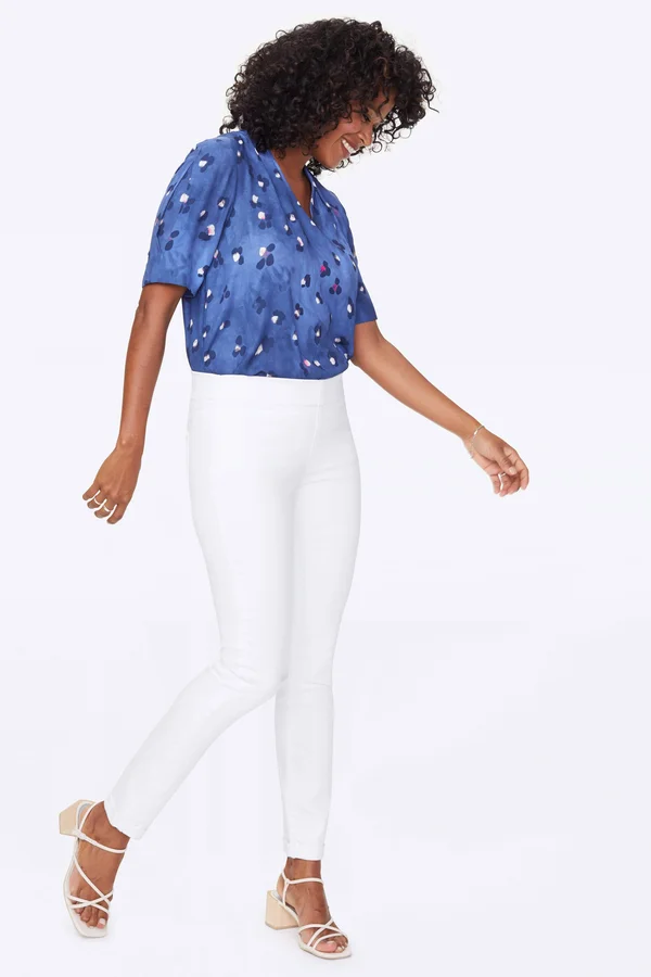 Nydj Slip-On Optic White Skinny Ankle Cut Jean