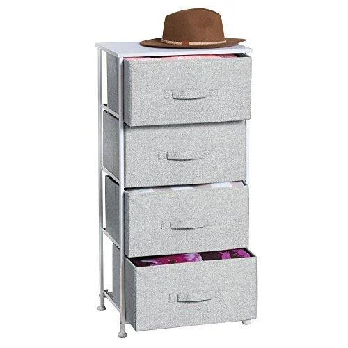 Interdesign 05253 17.7 x 11.8 x 37 in. Gray Aldo Fabric 4-Drawer Storage Unit