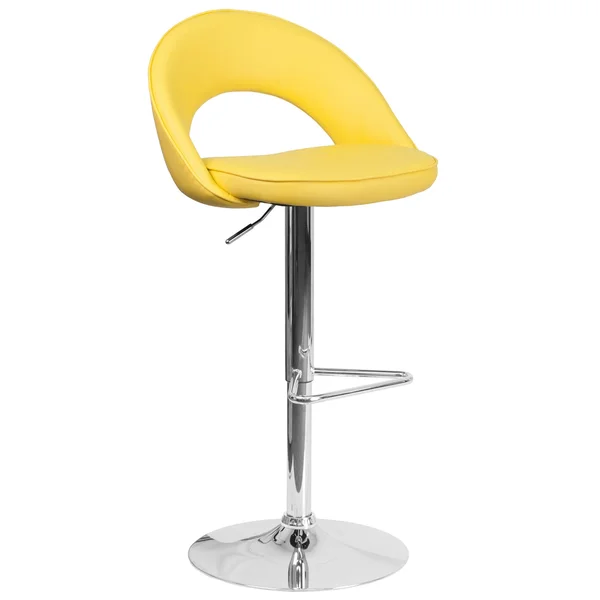 Flash Furniture Contemporary Purple Vinyl Rounded Back Adjustable Height Barstool with Chrome Base