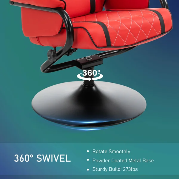HOMCOM Vinsetto Racing Style Swiveling Recliner with Ottoman Headrest Lumbar Support Ergonomic Faux Leather Gaming Chair with Me