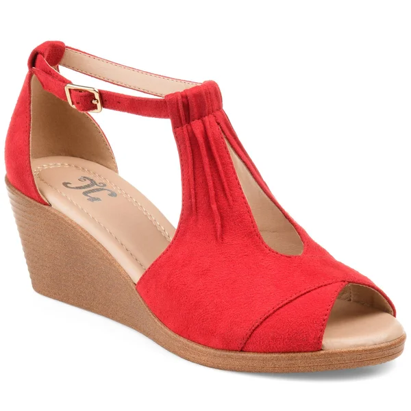 Journee Collection Women's Comfort Kedzie Wedges - Red