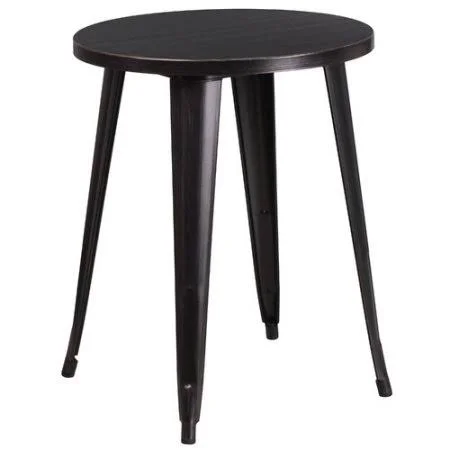 Pelzer Metal Bistro Table Latitude Run Color: Black-Antique Gold - Table Top Size: 29x22 H x 24x22 W x 24x22 D