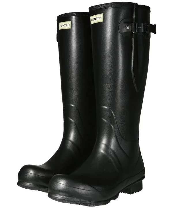 Hunter Men's Norris Field Side Adjustable Neoprene Lined Rain Boots - Black US 8