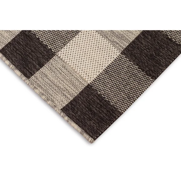 Trans Ocean Portofino Texture Plaid Area Rug, Black, 8&10x22 x 11&9x22 Rectangle