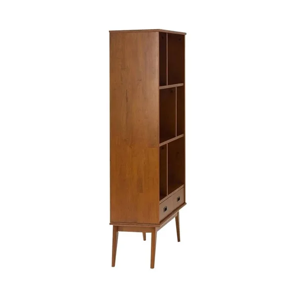 Simpli Home Draper 6 Cubby Bookcase, Teak Brown