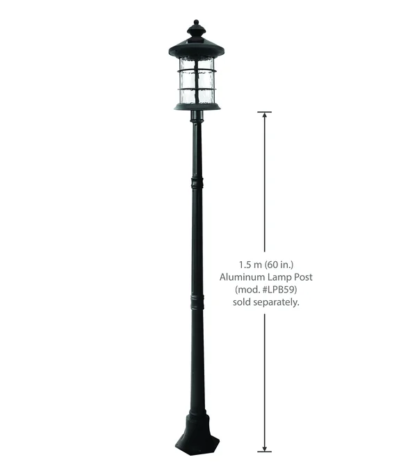 Classy Caps SLP227 Black Aluminum Hampton Solar Lamp