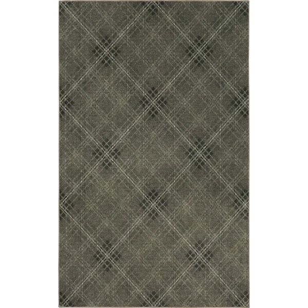 Mohawk Home Russell Charcoal 4 ft. x 6 ft. Plaid Area Rug, Grey