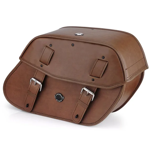 Honda 1100 Shadow Spirit Viking Odin Brown Large Motorcycle Saddlebags - 19.5" x 6.5" x 12"