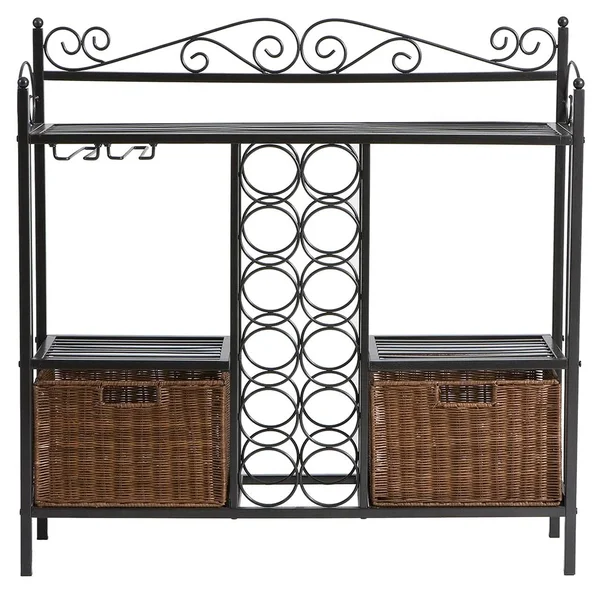 SEI Bakers Rack with Wine Storage - Gray/Brown by Ashley HomeStore
