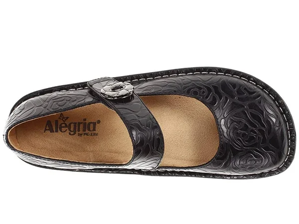 Alegria Women's Paloma Mary Jane Black Embossed Rose 37