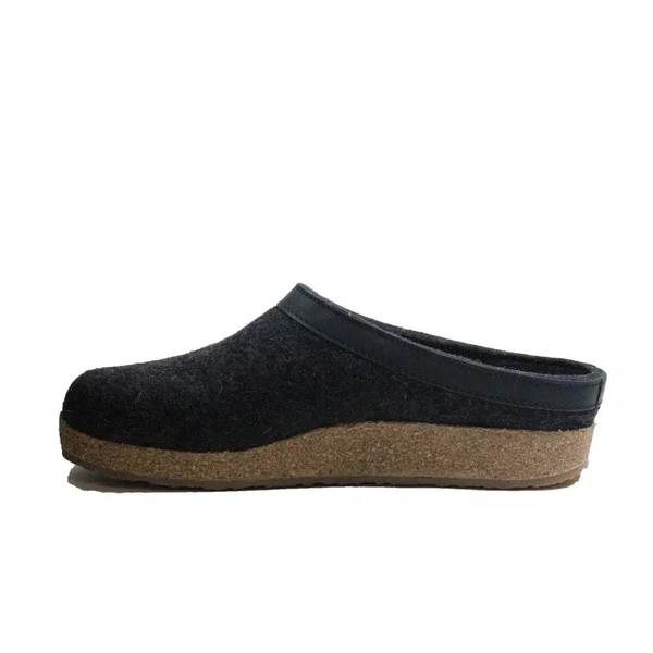 HAFLINGER Grizzly Torben Graphite Wool Unisex Slip On Mule Slippers Wi