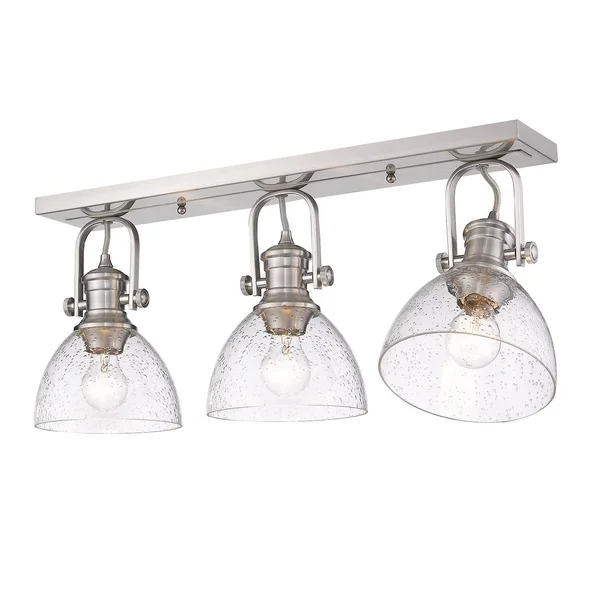 Carbon Loft Barton 3-Light Semi-Flush in Pewter - Pewter with Seeded Glass 26273430