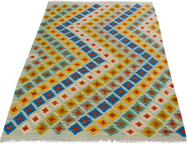 Kilim Arya Rosalba Blue/Orange Wool Rug - 3& 6x22 x 5& 3