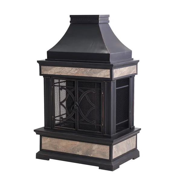 Sunjoy Curtis 56.69 in. Wood Burning Outdoor Fireplace with Black Highlights