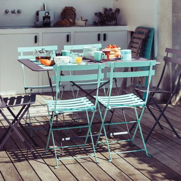 Fermob Bistro 46&& Wide Steel Rectangular Umbrella Hole Table Deep Blue - 024092, 117 x 77 cm