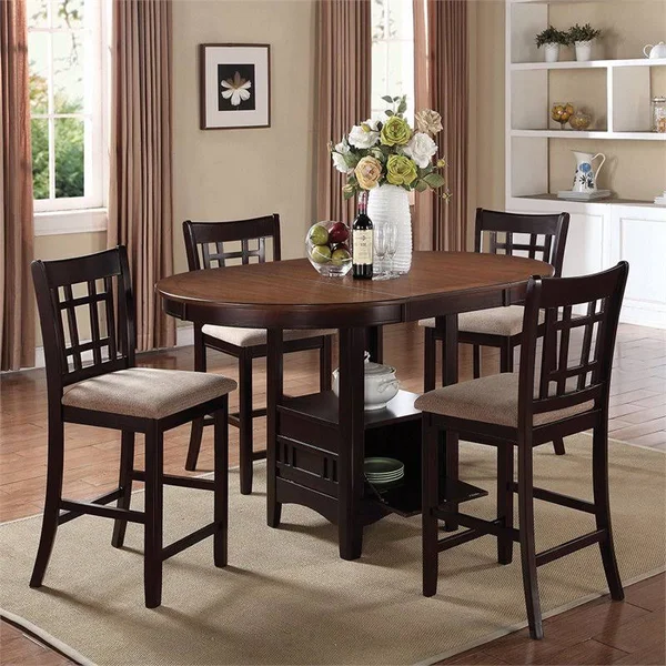 Bowery Hill Extendable Wood Counter Height Dining Table in Chocolate