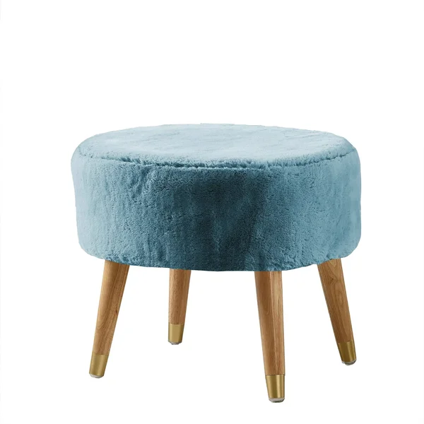Home Soft Things Serenta Heavy Fauxfur Oval Ottoman - Wood Rose, 22 x 18 x 18 inches