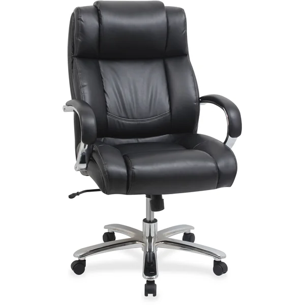 Lorell Big and Tall Leather Chair with UltraCoil Comfort (Black)