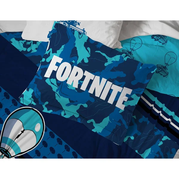 Fortnite Battle Bus Full Bed Set - Blue