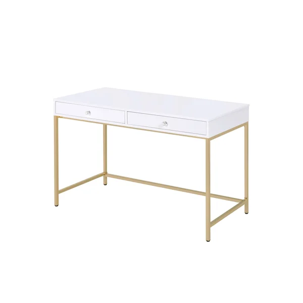 Moda Ottey Desk in White High Gloss & Gold