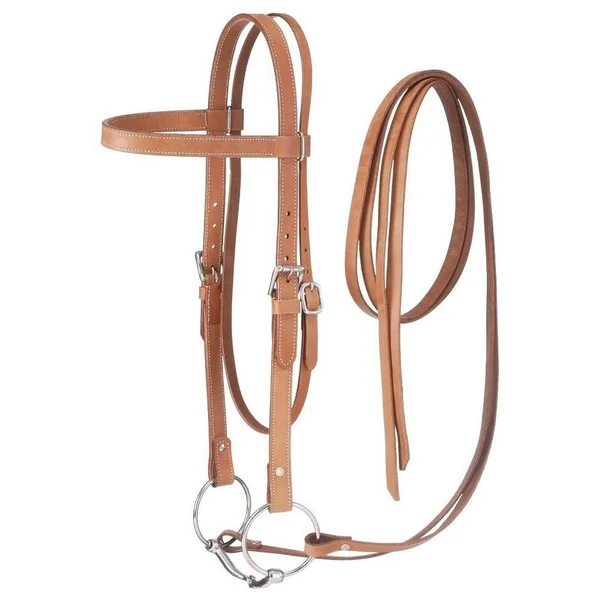 Tough 1 Western Leather Browband Draft Bridle Dark Oil