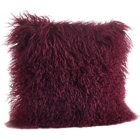 Revilla Mongolian Throw Pillow Color: Eggplant - Size: 16x22 x 16x22