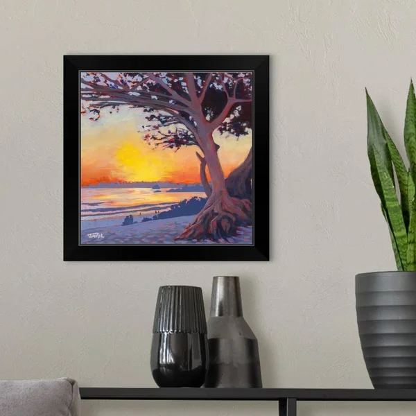 Carmel Beach - Black Framed Wall Art, 16x16, Great Big Canvas