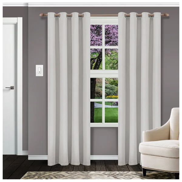 Superior Solid Insulated Thermal Blackout Grommet Curtain Panel Set Chrome Blackout