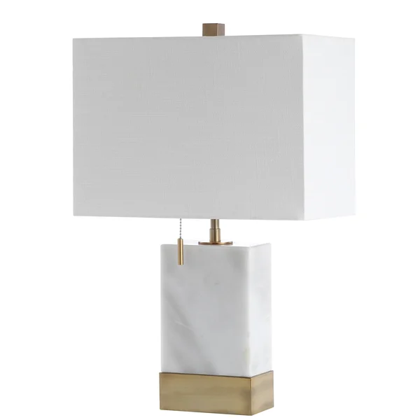 Jonathan Y Trevor 22.5 in. White Marble/Iron Gold Modern Console LED Table Lamp