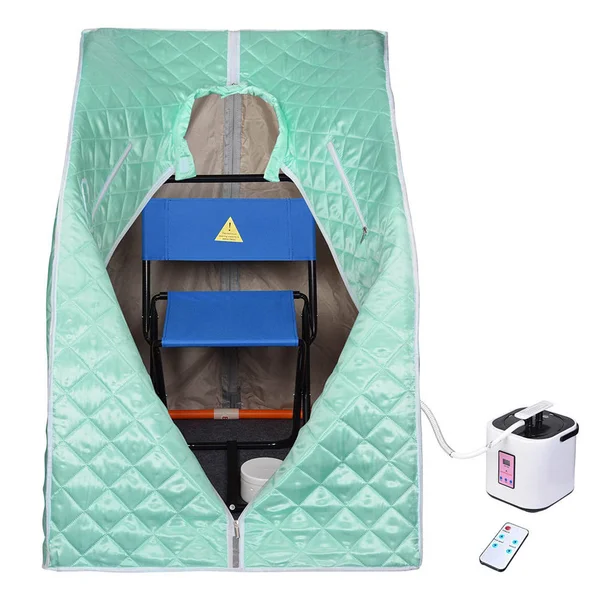 Yescom Portable Steam Sauna Tent Spa Detox w/ Chair & Remote, Green Ash
