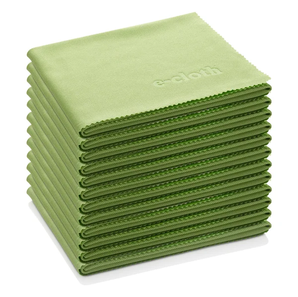 E-Cloth Glass & Polishing Microfiber Cleaning Cloth, Lime Green, 12 Count