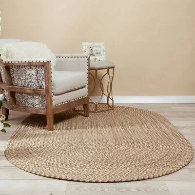 Embrey Hand Braided Natural Indoor, Outdoor Area Rug August Grove Rug Size: Oval 5& x 8&