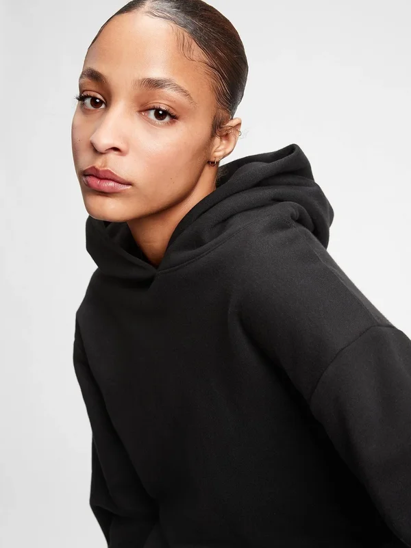 Gap Women's Vintage Soft Oversized Hoodie Washed Black Petite Size Xs