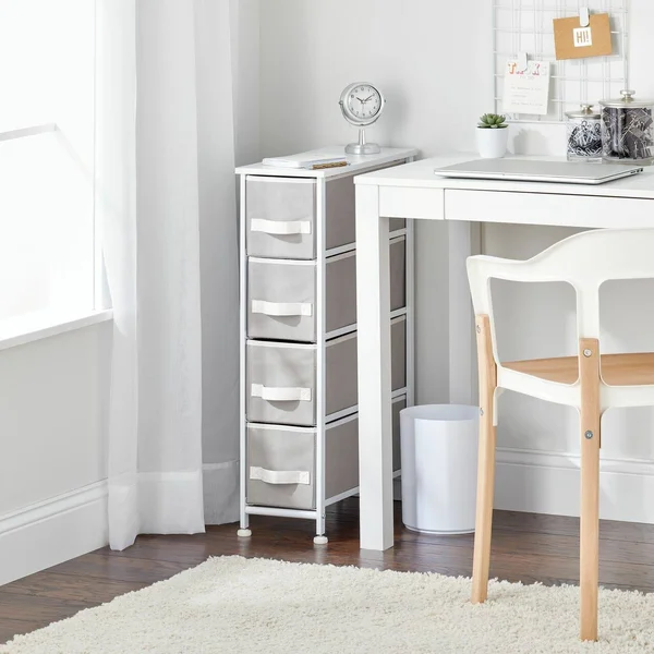 mDesign Narrow Dresser Storage Organizer Tower - 4 Drawers