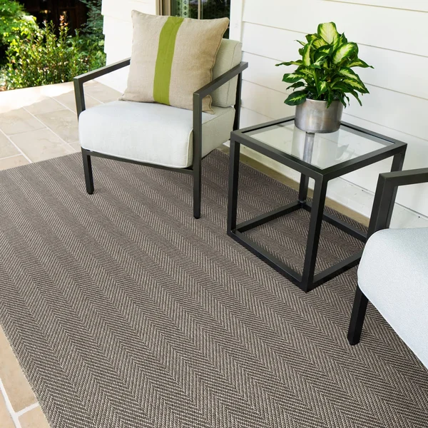 Porch & den Reiling Stripe Indoor/Outdoor Flat-Weave Rug - 9&0 x 13&0 - Gunmetal