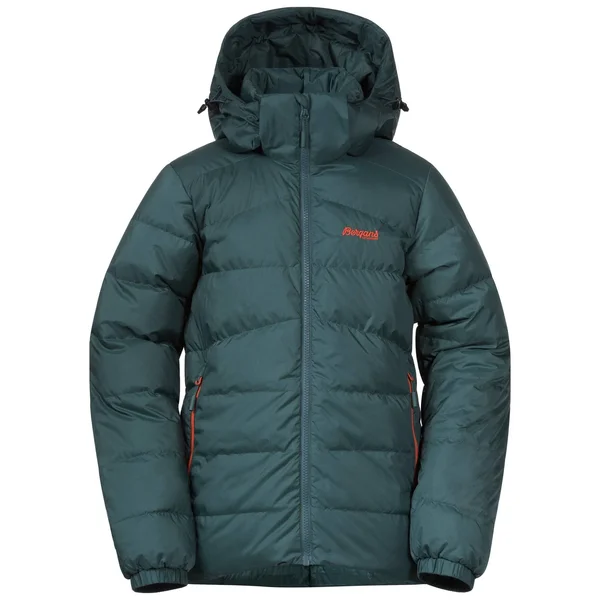 Bergans Roros Down Youth Jacket Green - Boys Down Down Jacket, Size 128 - Color Forest Frost - Bright Magma