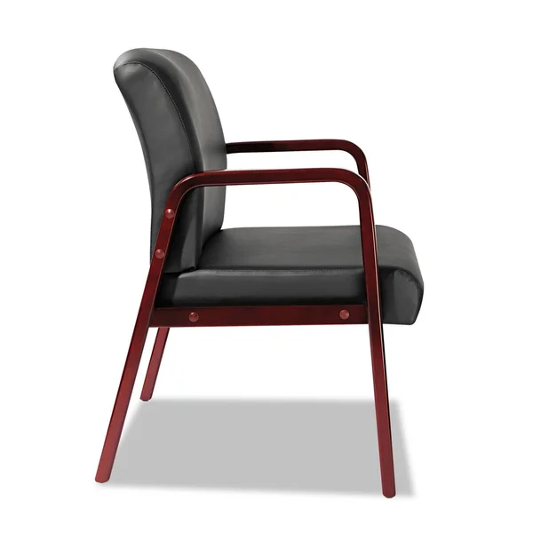 Alera Reception Lounge Series Guest Chair, Cherry/Black Leather, Size: 24 x 26 x 33.25