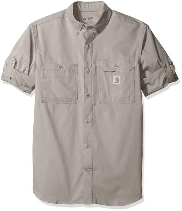 Carhartt Force Ridgefield Solid Long Sleeve Shirt - Men's Asphalt