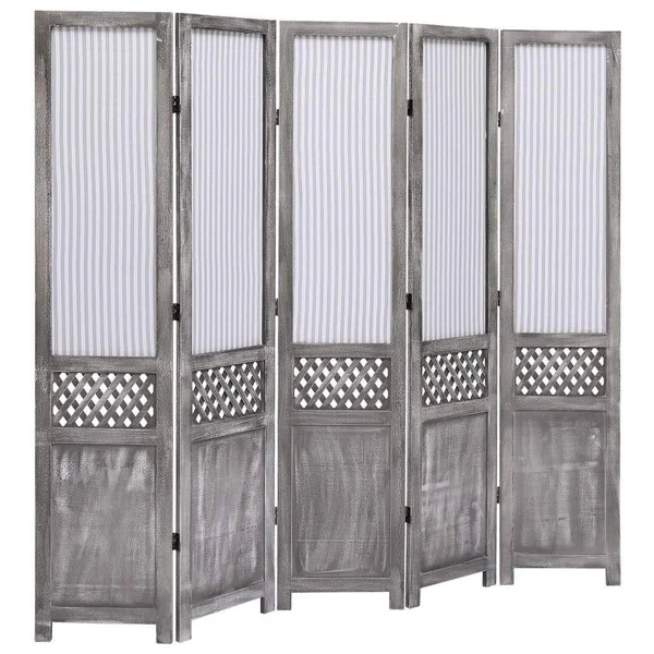 vidaXL 3-Panel Room Divider Gray 41.3x22x64.7x22 Fabric