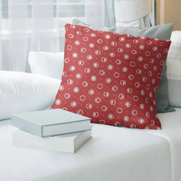 White Accent Monochrome Moon Phases Pattern Throw Pillow - 26 x 26 - White & Red - Linen