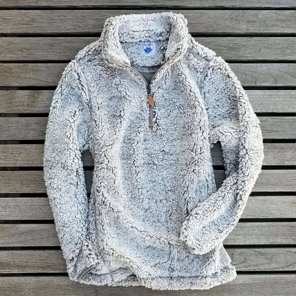 The Victoria Sherpa Pullover in Gray by Nordic Fleece
