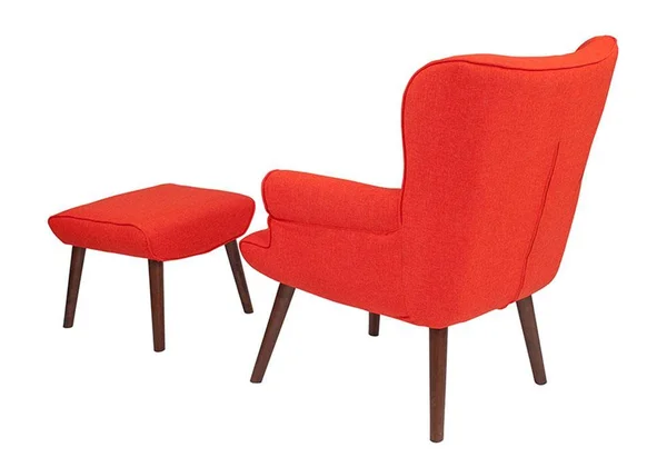 Flash Furniture Bayton Upholstered Wingback Chair with Ottoman - Blue Fabric