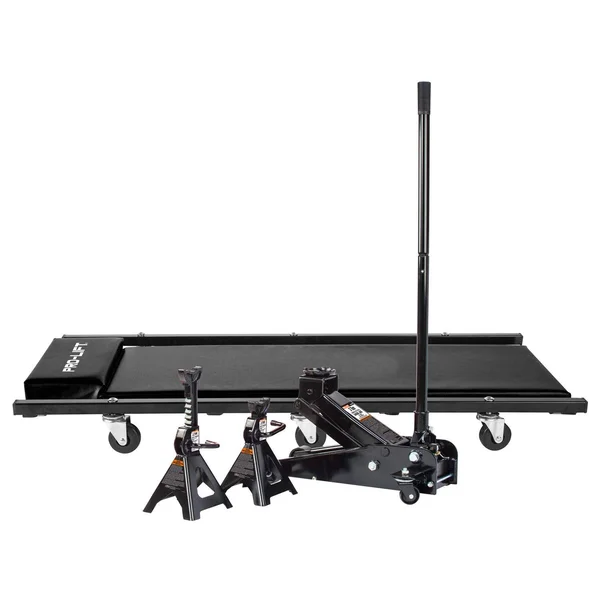 Pro-Lift G-4630JSCB 3 Ton Heavy Duty Floor Jack/jack Stands and Creeper Combo - Great for Service Garage Home Uses - Black