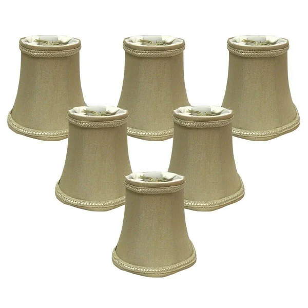 Royal Designs Antique Gold with Decorative Trim 5-Inch Scallop Bell Chandelier Lamp Shades (Set of 6)