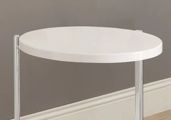 White Finish Laminate Metal Accent Table
