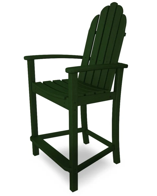 POLYWOOD Classic Adirondack Counter Chair - Green - 20.25" x 24.25" x 15.5"