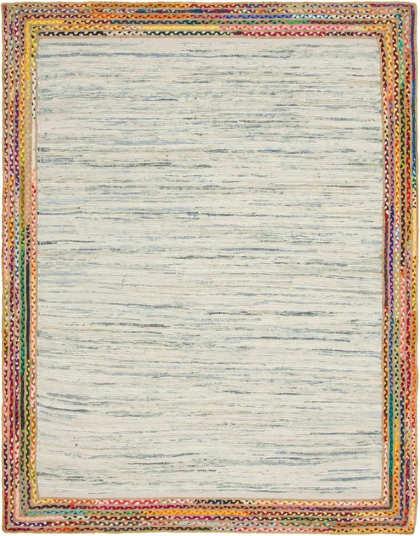 Unique Loom Striped Chindi Jute Rug Ivory - 10& x 8&